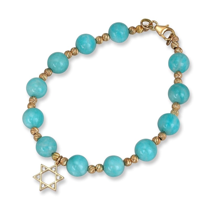 Bracelet Pierres Turquoise Avec Etoile de David