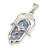 Roman Glass and Silver Cascade Hamsa Pendant Necklace