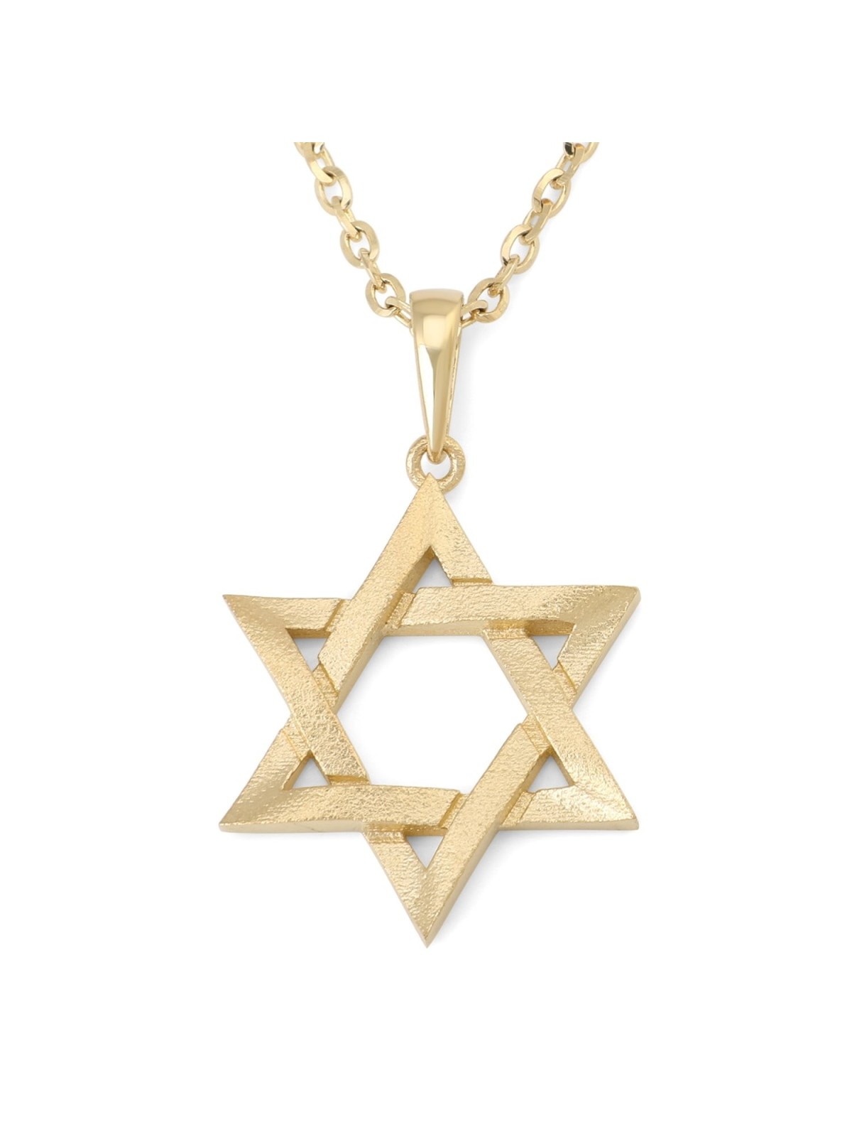 תליון מגן דוד מודגש זהב 14K לשני המינים עם גימור מחוספס - צהוב