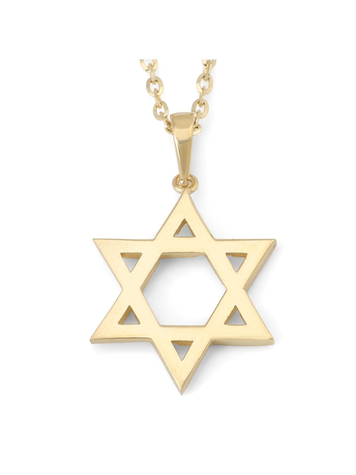 Pendentif unisexe en or 14 carats avec étoile de David audacieuse avec finition brute - Jaune