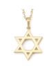 Pendentif unisexe en or 14 carats avec étoile de David audacieuse avec finition brute - Jaune