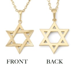 Unisex 14K Gold Bold Star of David Pendant with Rough Finish - Yellow