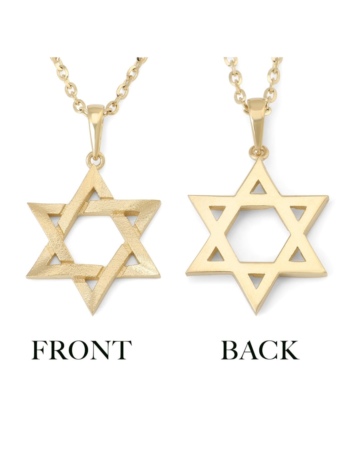 תליון מגן דוד מודגש זהב 14K לשני המינים עם גימור מחוספס - צהוב