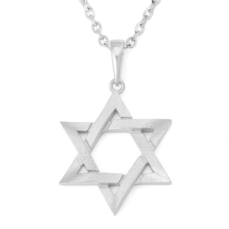 תליון מגן דוד מודגש זהב 14K לשני המינים עם גימור מחוספס - צהוב