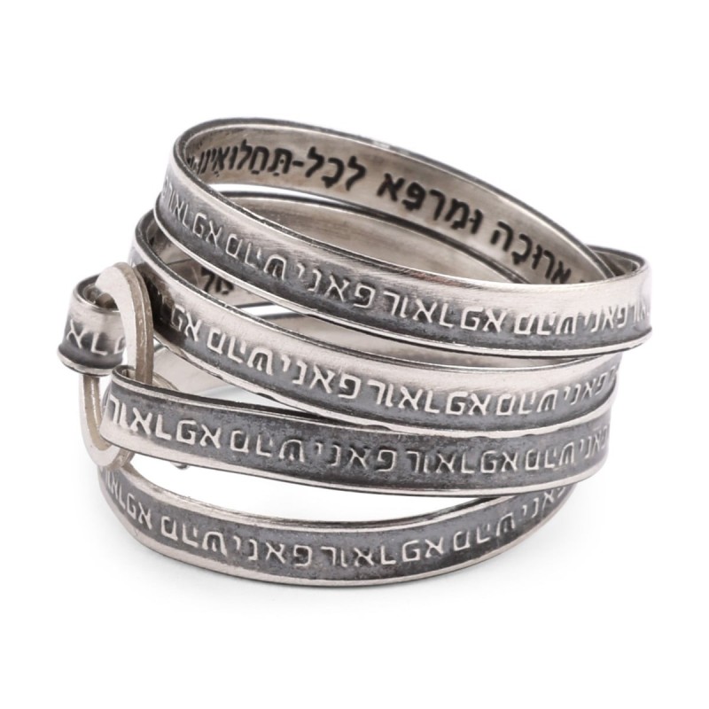 Bague en argent sterling 925 avec prières de guérison