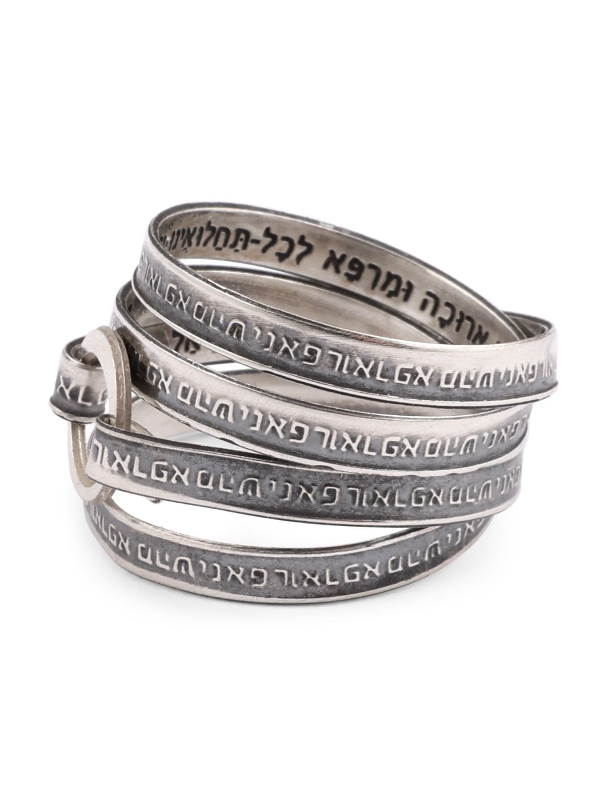 טבעת עטיפת כסף סטרלינג 925 עם תפילות ריפוי