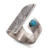 Blackened 925 Sterling Silver and Turquoise Stone Adjustable Ring - Tr