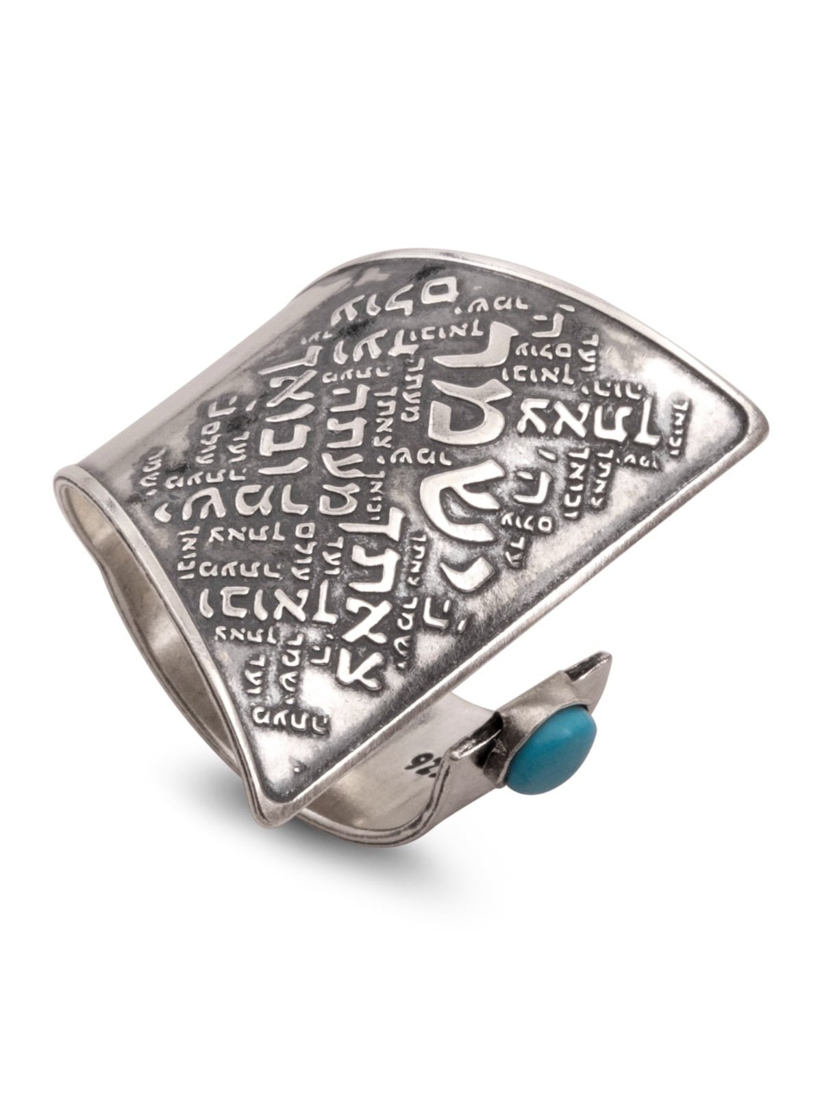 Blackened 925 Sterling Silver and Turquoise Stone Adjustable Ring - Tr