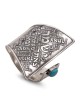 Bague Ajustable en Argent Massif 925 Noirci et Pierre Turquoise - Tr