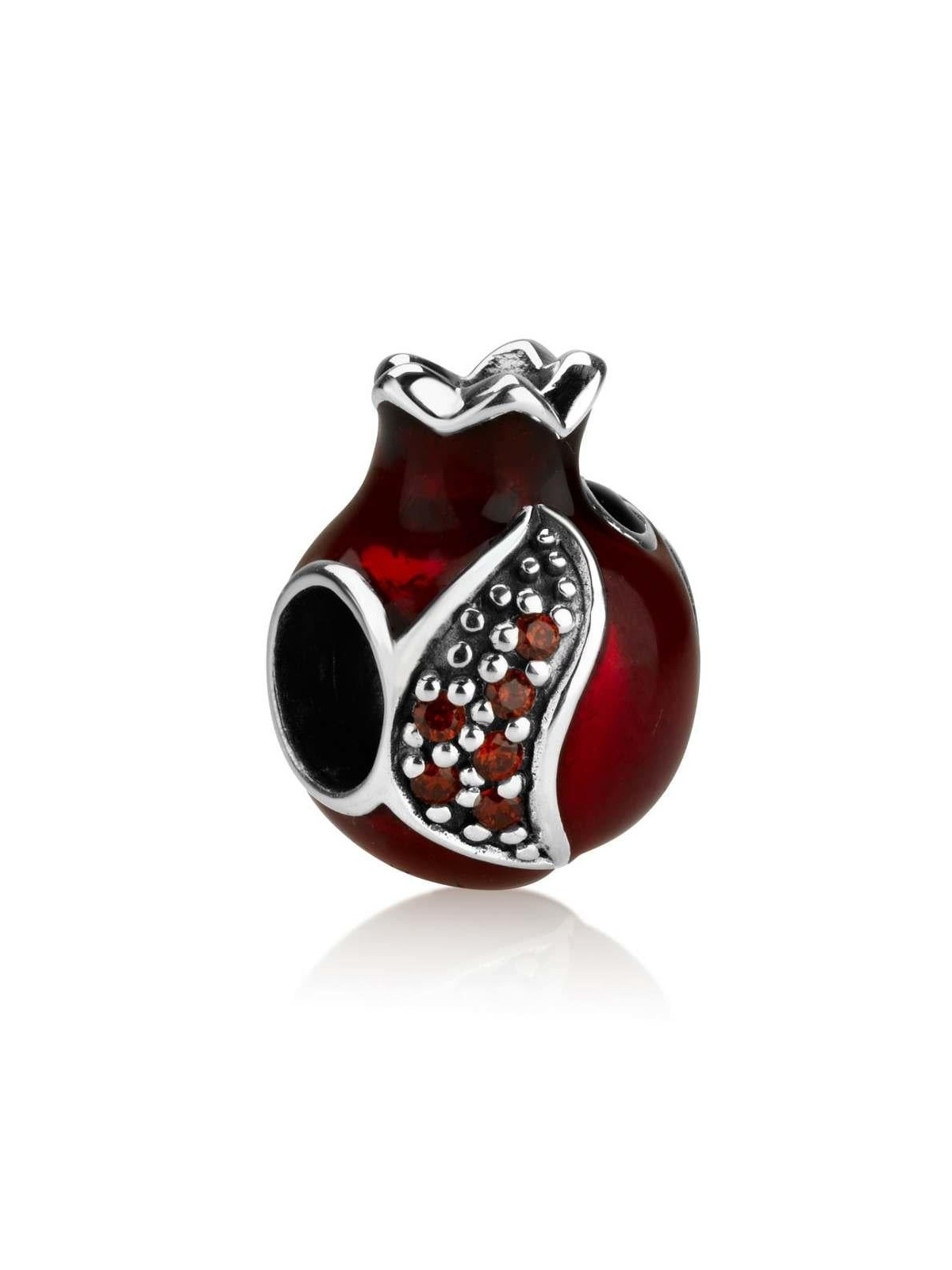 Marina Jewelry Breloque ouverte en forme de grenade avec pierres de grenat