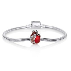 Marina Jewelry Open Pomegranate Bead Charm with Garnet Stones