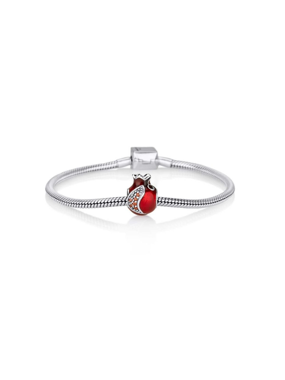 Marina Jewelry Breloque ouverte en forme de grenade avec pierres de grenat