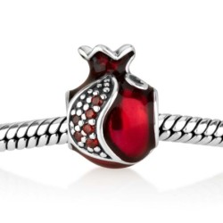 Marina Jewelry Open Pomegranate Bead Charm with Garnet Stones
