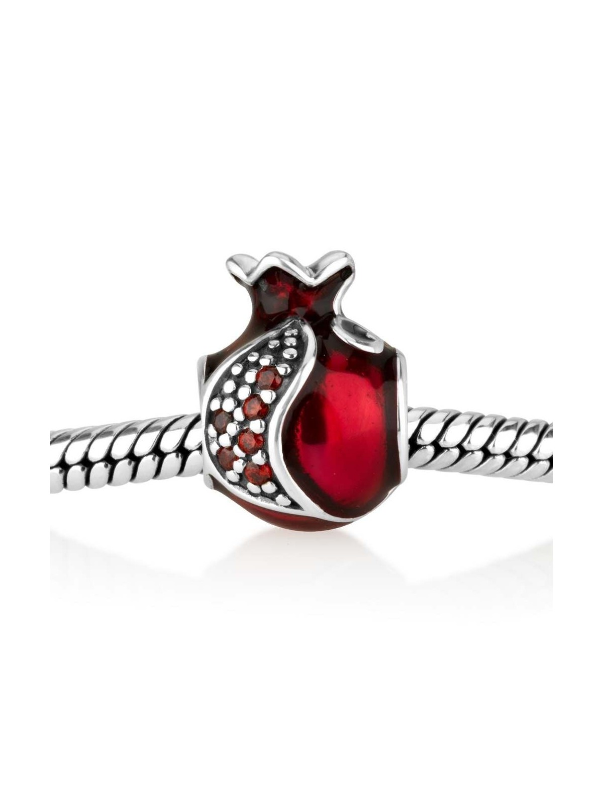 Marina Jewelry Breloque ouverte en forme de grenade avec pierres de grenat