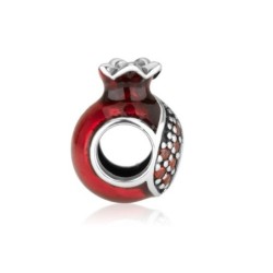 Marina Jewelry Open Pomegranate Bead Charm with Garnet Stones