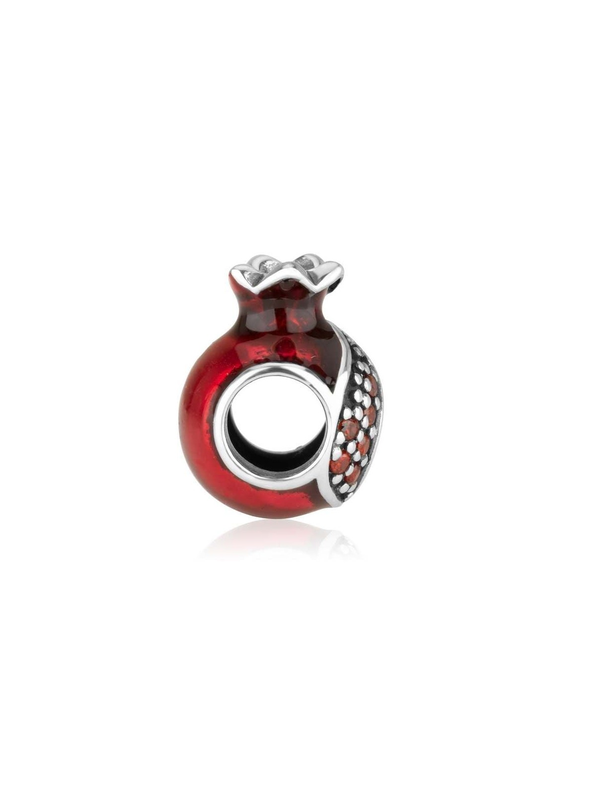 Marina Jewelry Open Pomegranate Bead Charm with Garnet Stones
