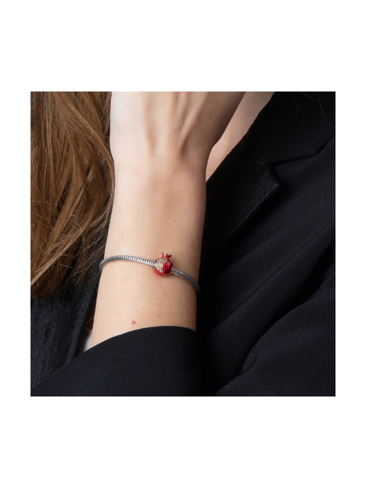 Marina Jewelry Breloque ouverte en forme de grenade avec pierres de grenat