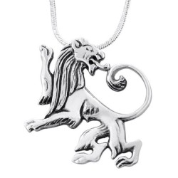 Sterling Silver Reversed Lion of Judah Necklace