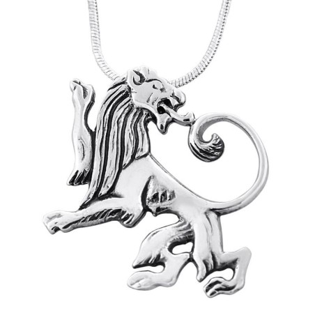 Sterling Silver Reversed Lion of Judah Necklace