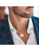 Pendentif étoile de David en or 14 carats avec motif Chai et Kotel