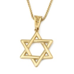 תליון מגן דוד קטן ארוג מזהב 14 קראט - זהב צהוב או לבן