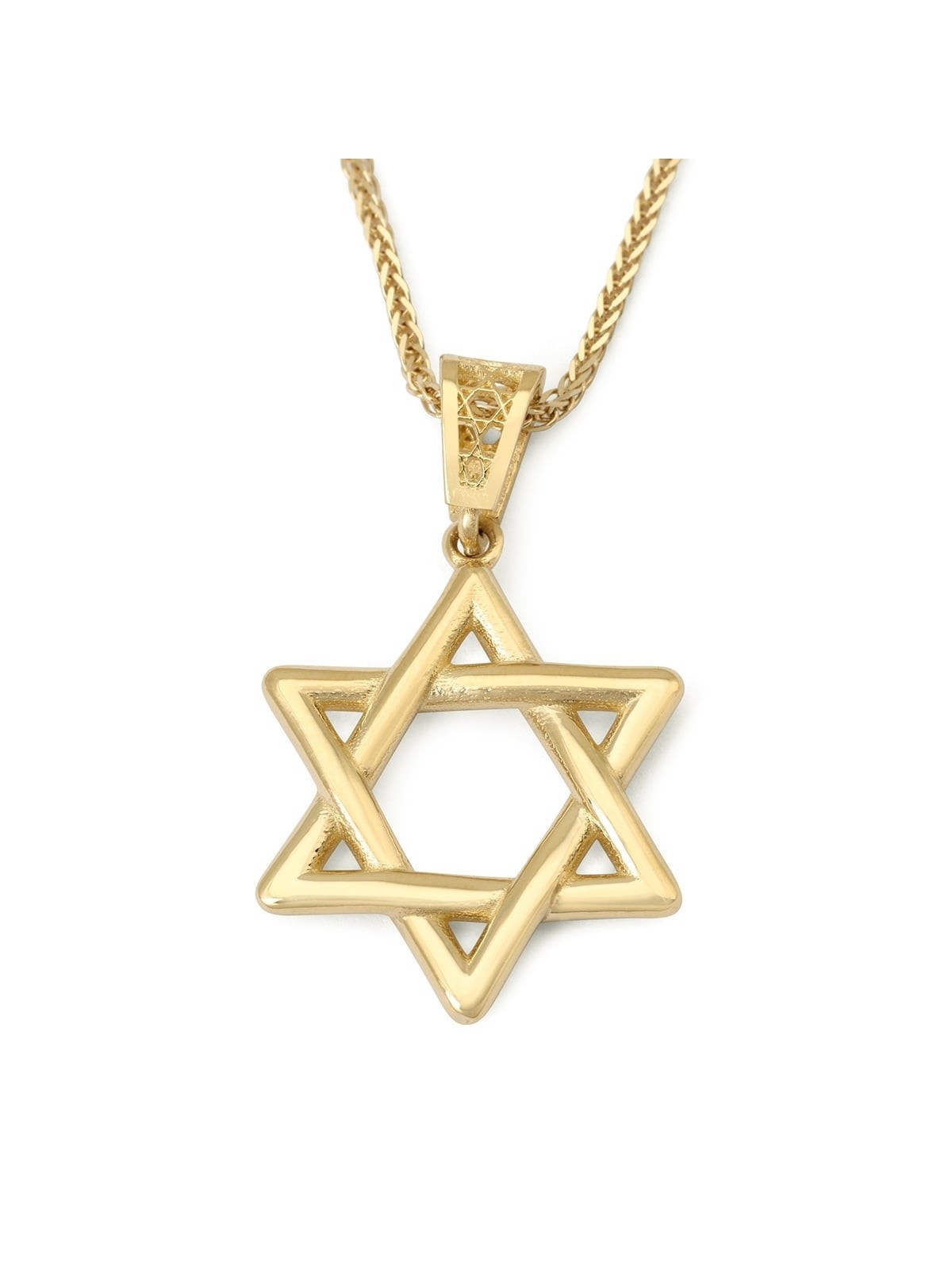 14K Gold Small Woven Star of David Pendant - Yellow or White Gold
