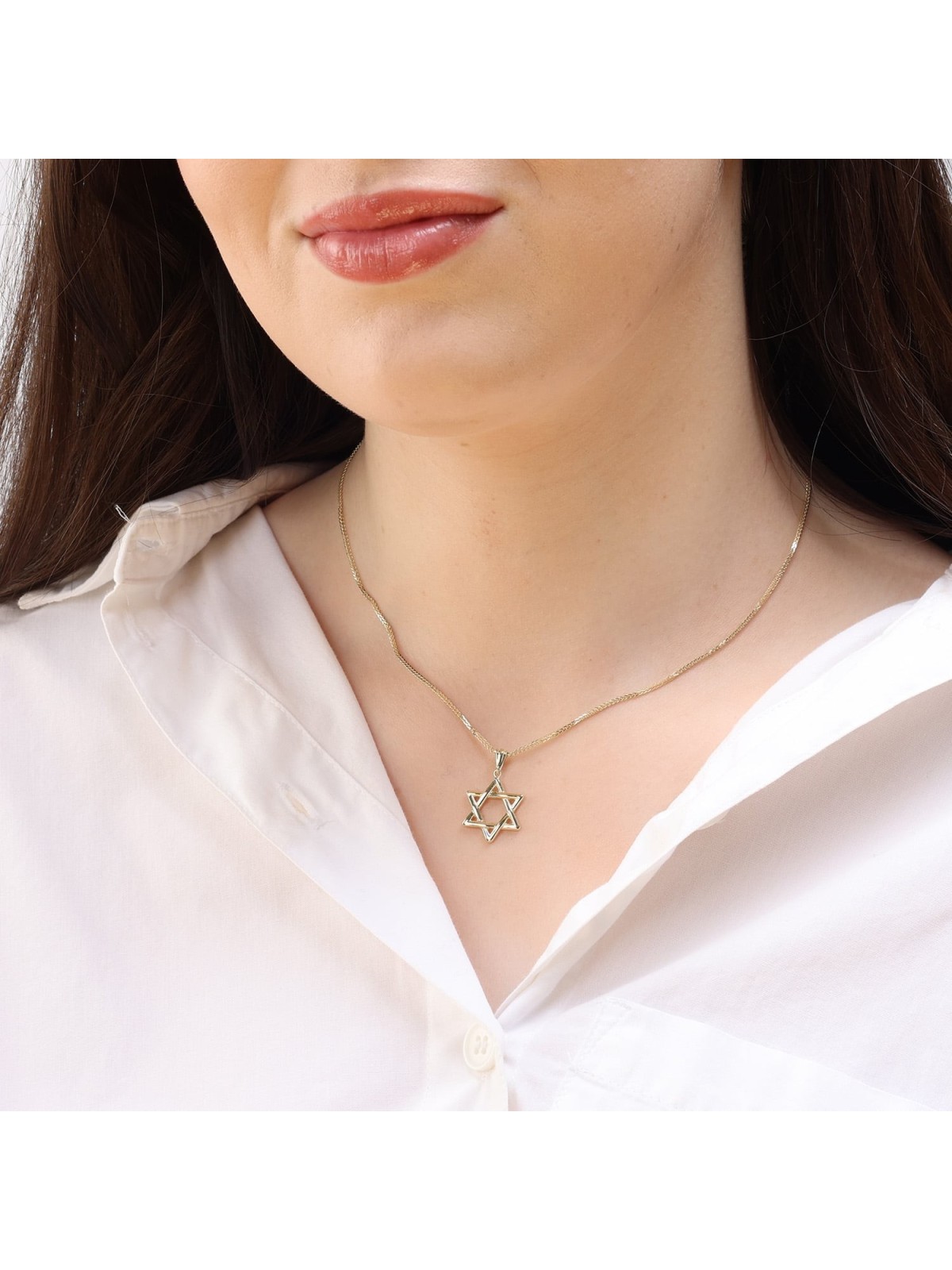 14K Gold Small Woven Star of David Pendant - Yellow or White Gold