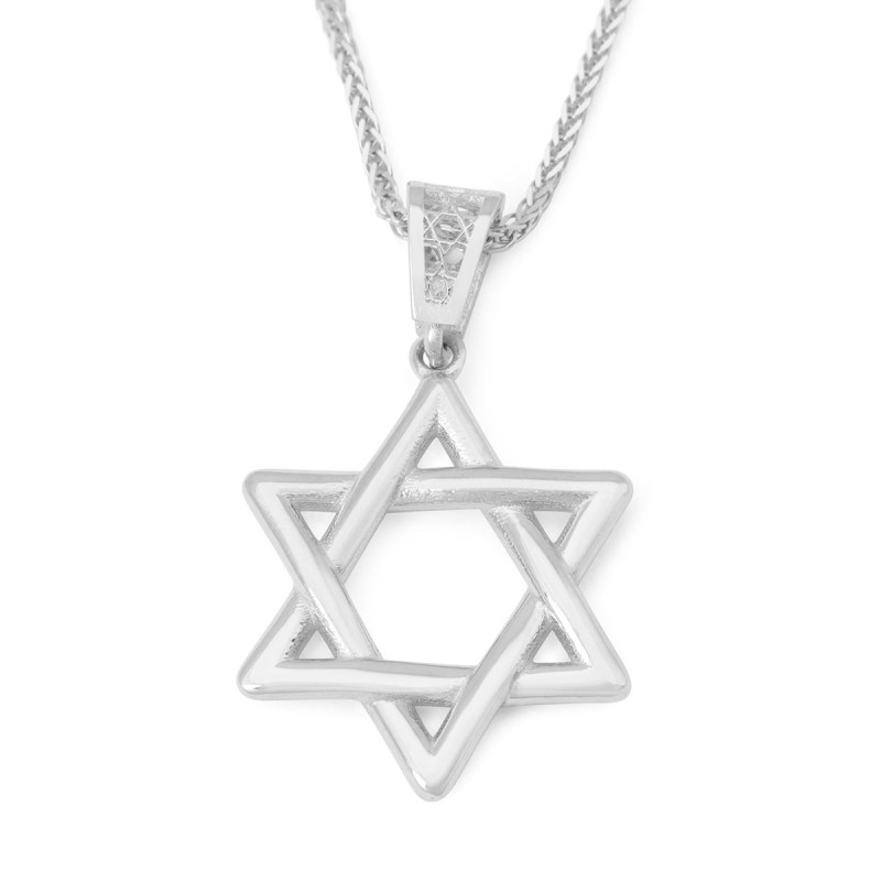Pendentif petite étoile de David tissée en or 14 carats - Or jaune ou blanc