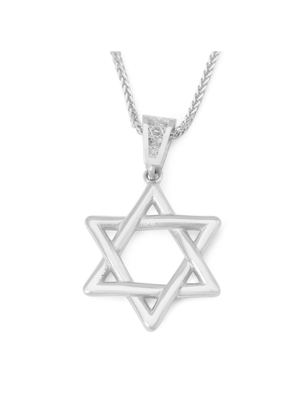 Pendentif petite étoile de David tissée en or 14 carats - Or jaune ou blanc