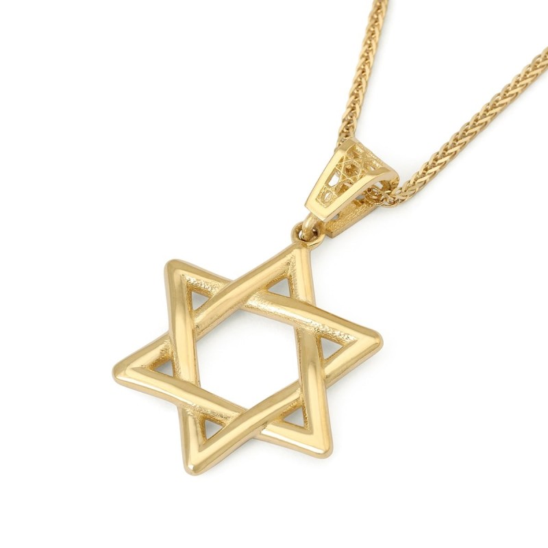 Pendentif petite étoile de David tissée en or 14 carats - Or jaune ou blanc