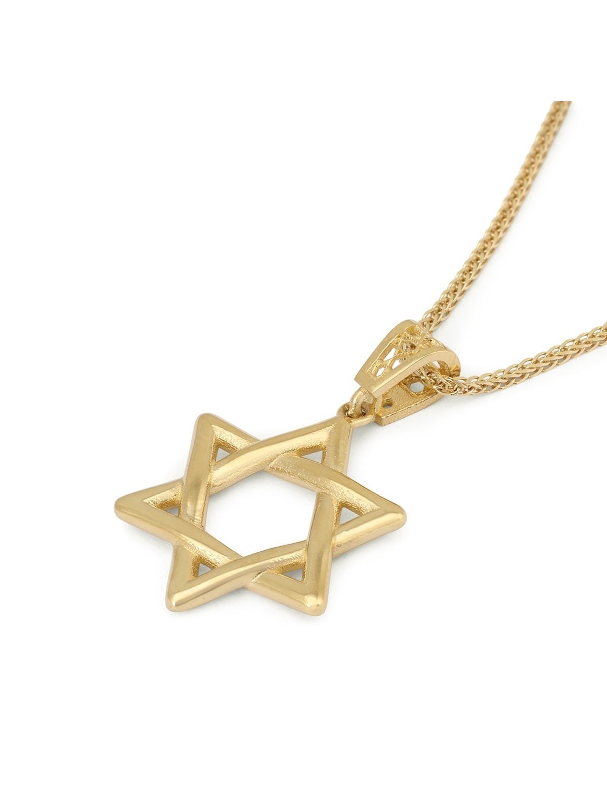 14K Gold Small Woven Star of David Pendant - Yellow or White Gold