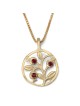 Gold Three Pomegranates Necklace with Ruby Gemstones