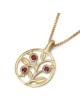 Gold Three Pomegranates Necklace with Ruby Gemstones