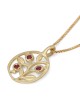 Collier trois grenades en or avec pierres précieuses rubis