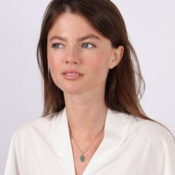 14K Gold and Eilat Stone Hamsa Pendant Necklace with Diamond and Evil