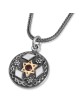 Collier pendentif disque en argent sterling avec étoile de David en or 9 carats, Garn