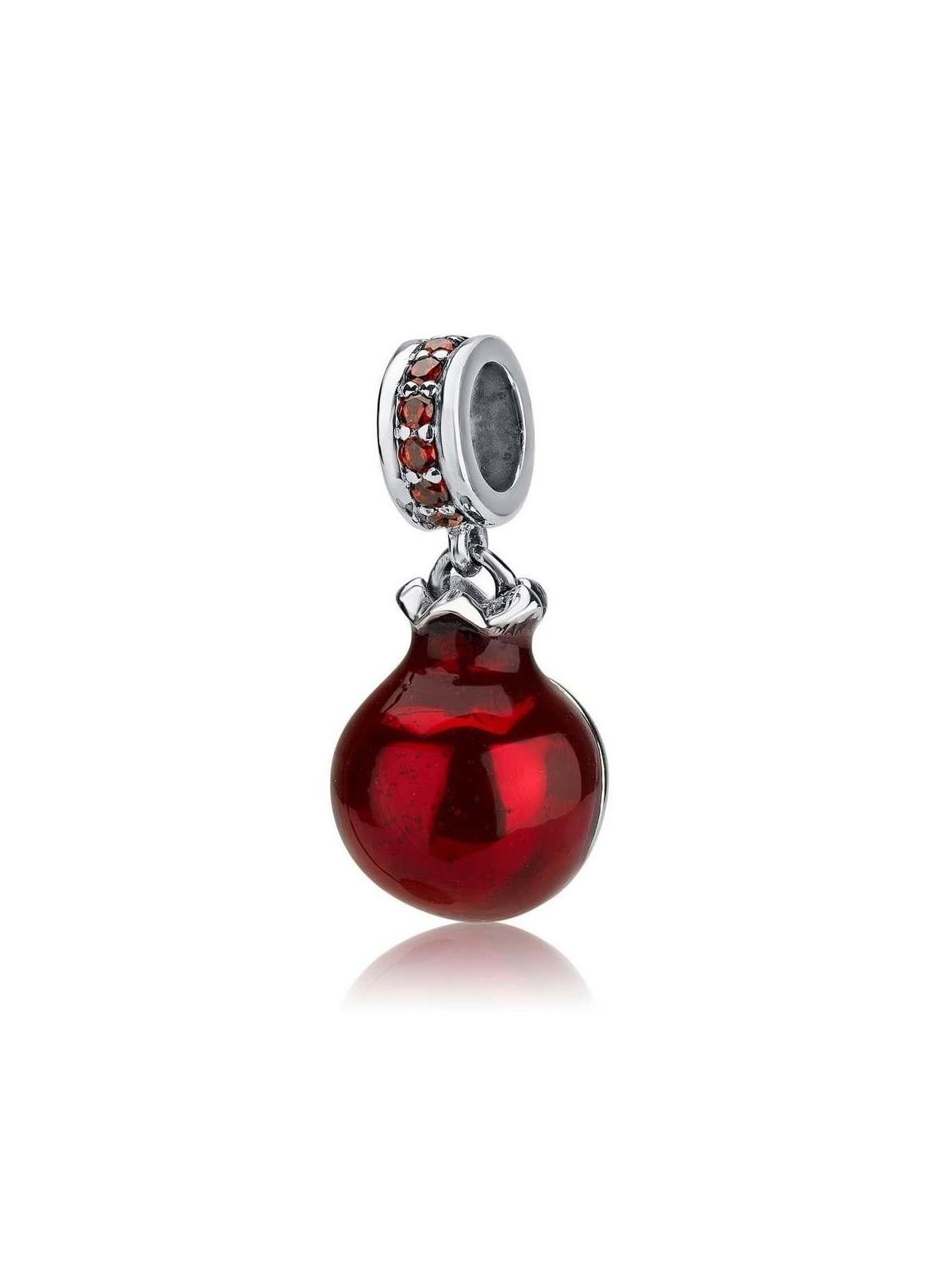 Marina Jewelry Open Pomegranate Pendant Charm with Garnet Stones
