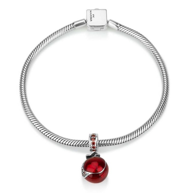Marina Jewelry Breloque pendentif grenade ouverte avec pierres grenat