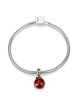 Marina Jewelry Open Pomegranate Pendant Charm with Garnet Stones