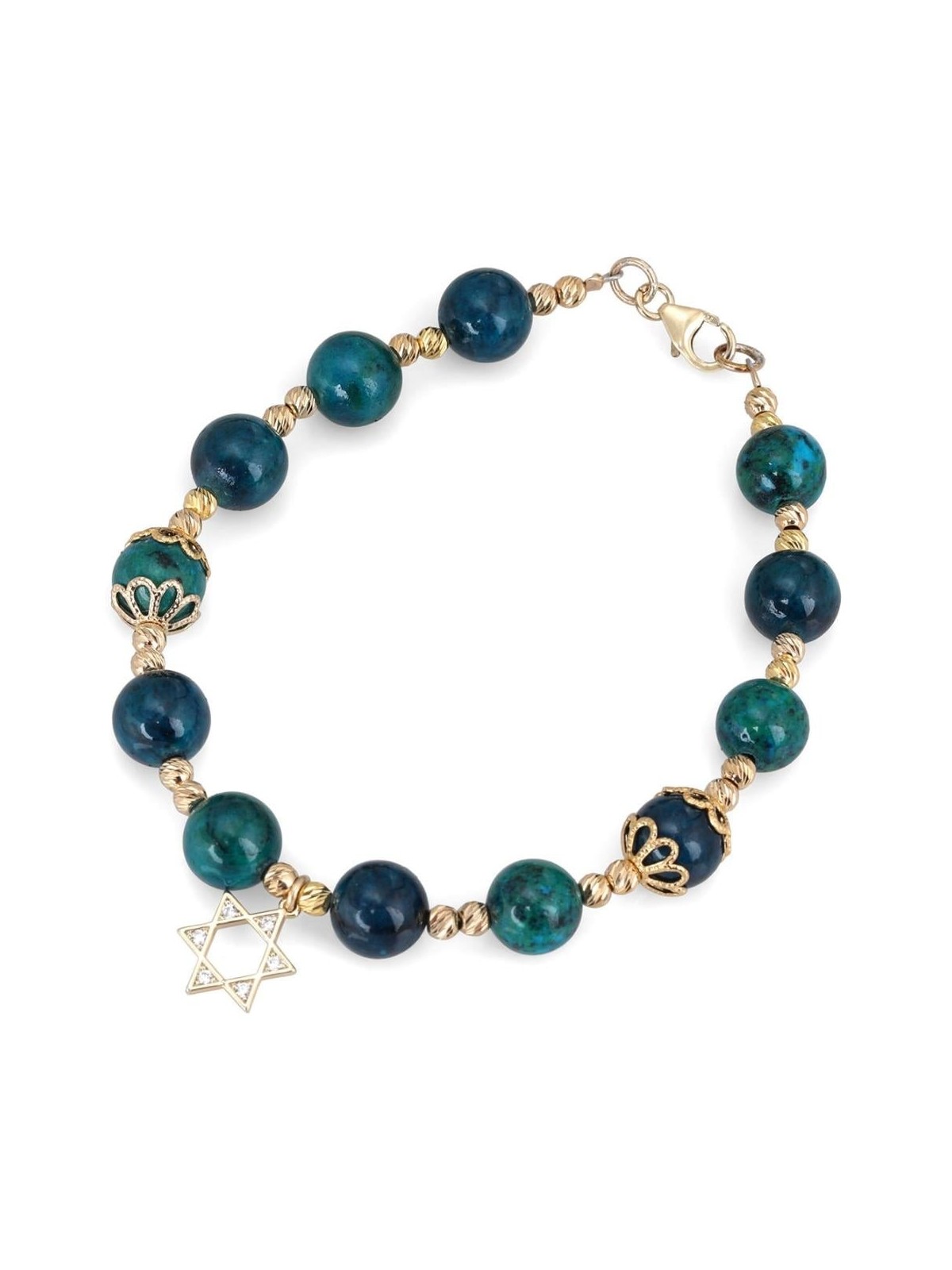 Rafael Jewelry Gold Plated Silver & Eilat Stone Bead Star of David Bra