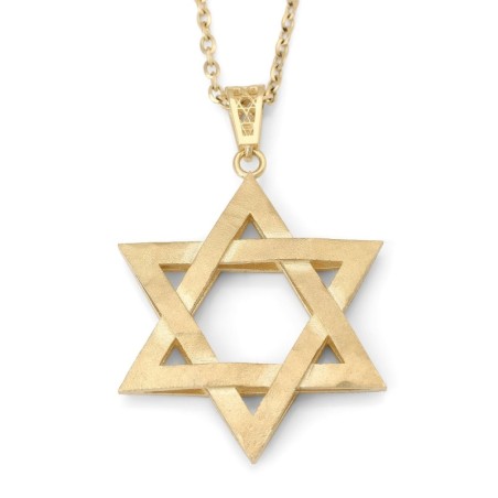 14K Gold Elevated and Interlocking Large Star of David Pendant - Color