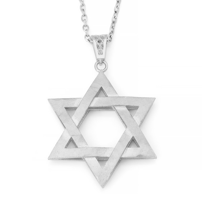 Pendentif grande étoile de David surélevée et imbriquée en or 14 carats - Couleur
