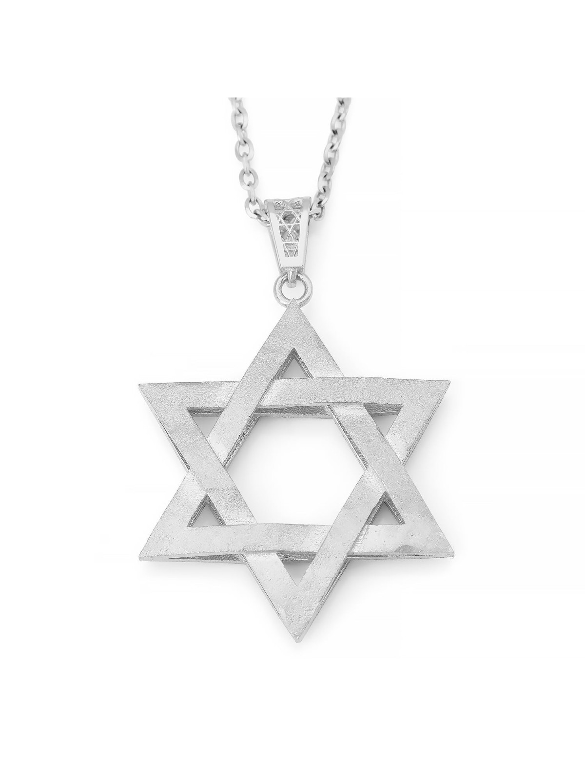 14K Gold Elevated and Interlocking Large Star of David Pendant - Color