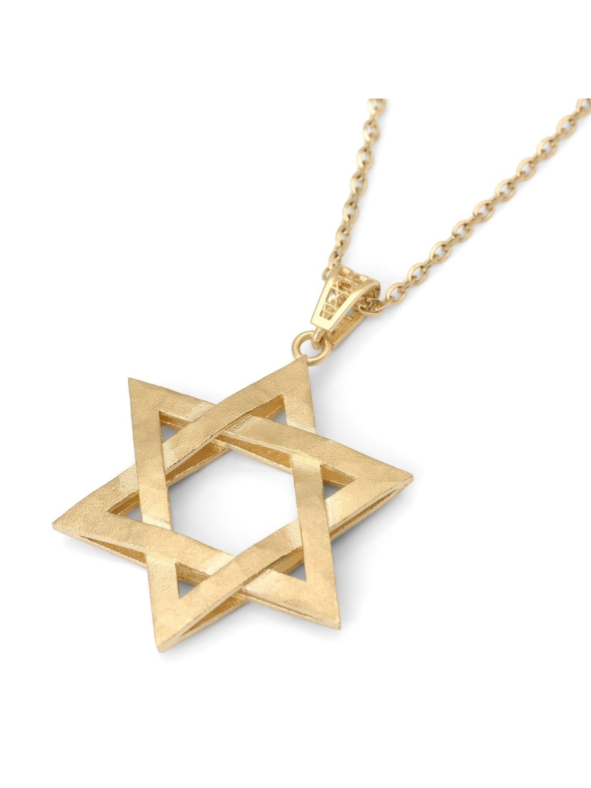 Pendentif grande étoile de David surélevée et imbriquée en or 14 carats - Couleur