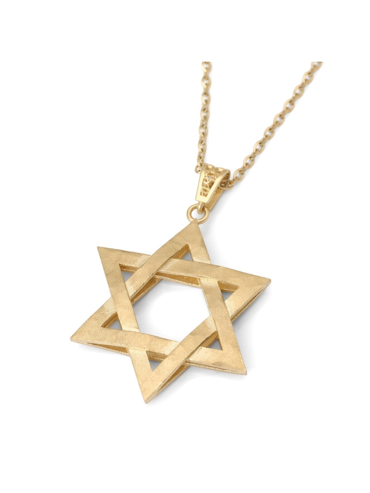 14K Gold Elevated and Interlocking Large Star of David Pendant - Color