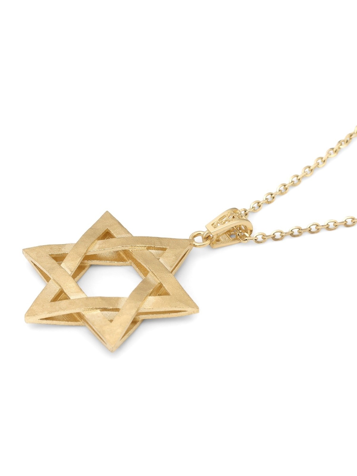 14K Gold Elevated and Interlocking Large Star of David Pendant - Color