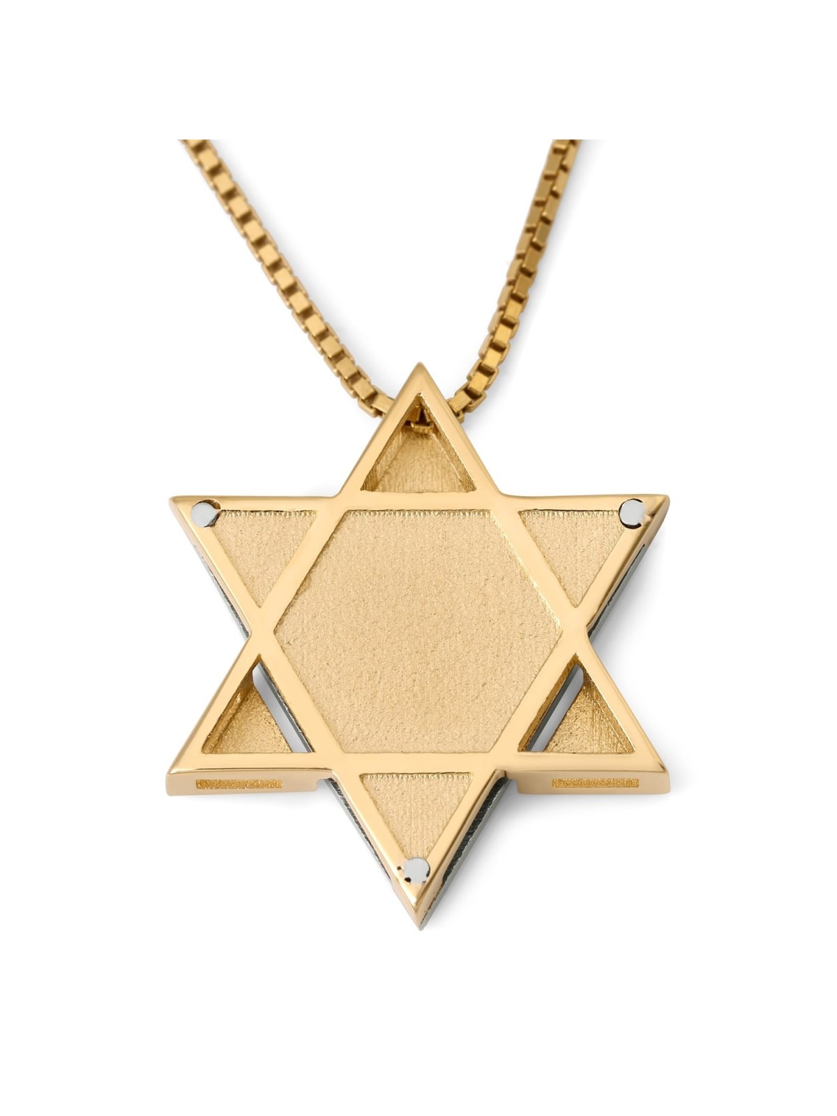 14K Gold Two-Tone Dove and Star of David Shin Pendant with Diamond for