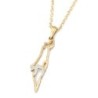 14K Gold Chai and Map of Israel Unisex Pendant Necklace