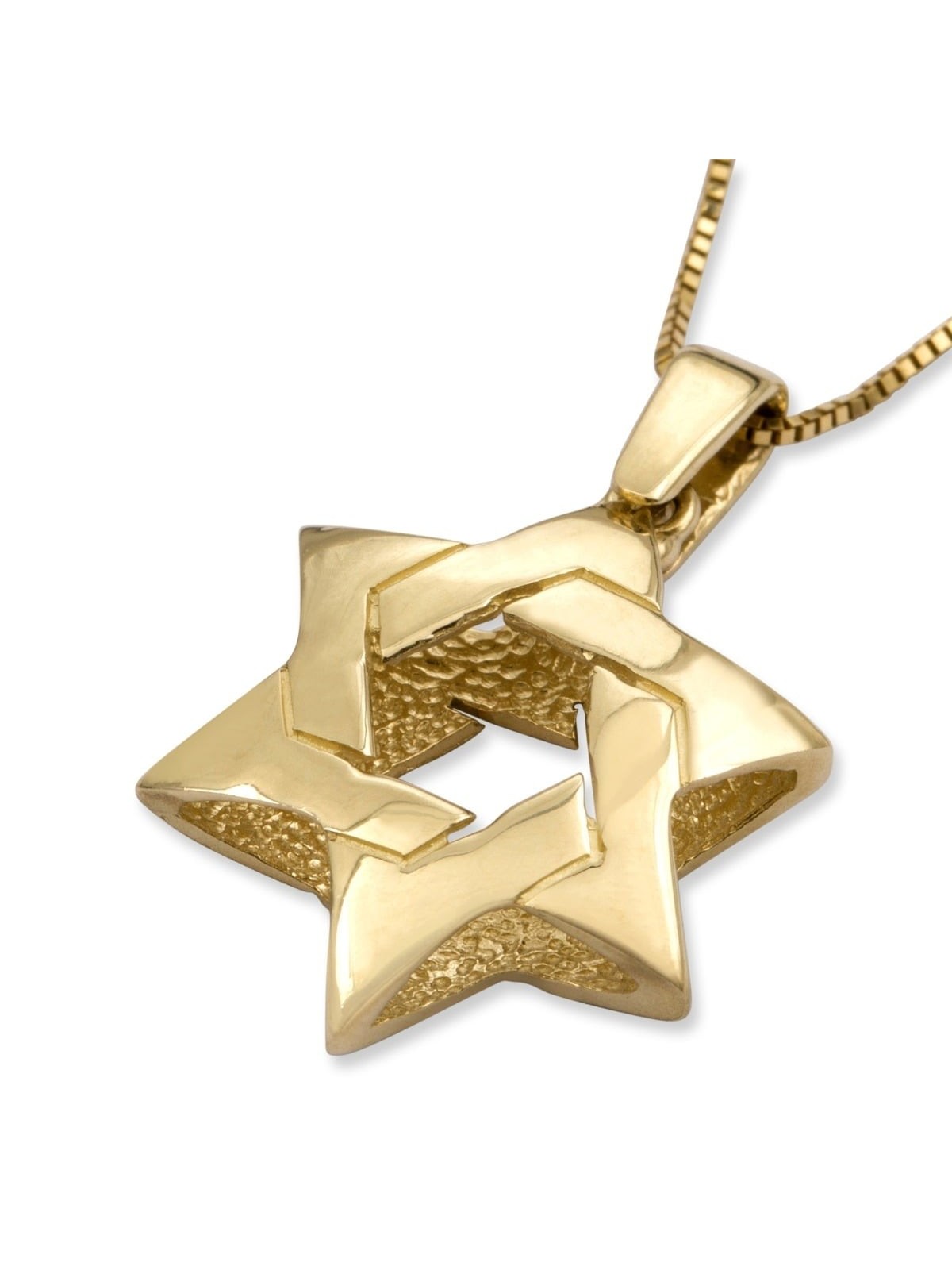 Collier à pendentif étoile de David réversible en or jaune 14 carats