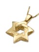 Collier à pendentif étoile de David réversible en or jaune 14 carats
